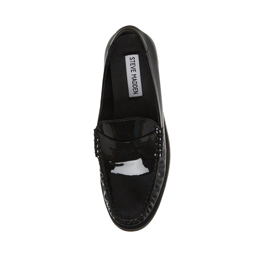 Black Steve Madden Emmet Patent Women's Loafers | PH 7512DMH